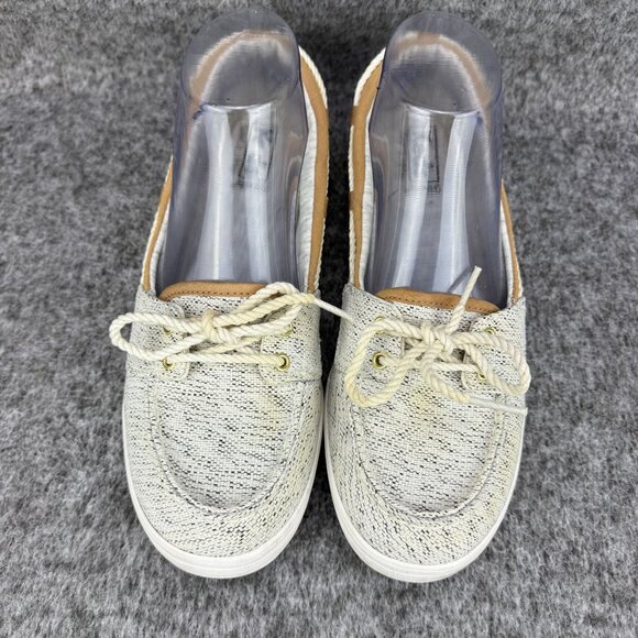 ✅Womens 8 Keds Ortholite Canvas Boat Shoes Beige Rope Laces Casual Comfort Sneak - Picture 6 of 14